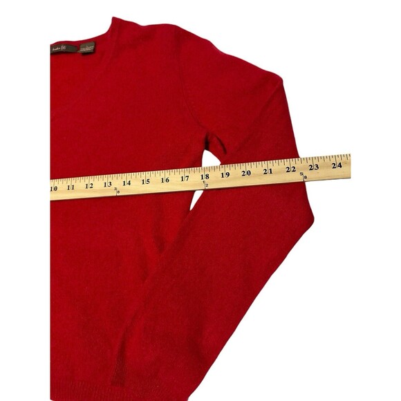 Heather B Size Large V‎ Neck Red 100% Cashmere Sweater Lightweight Soft #OP3-0 - Picture 5 of 7
